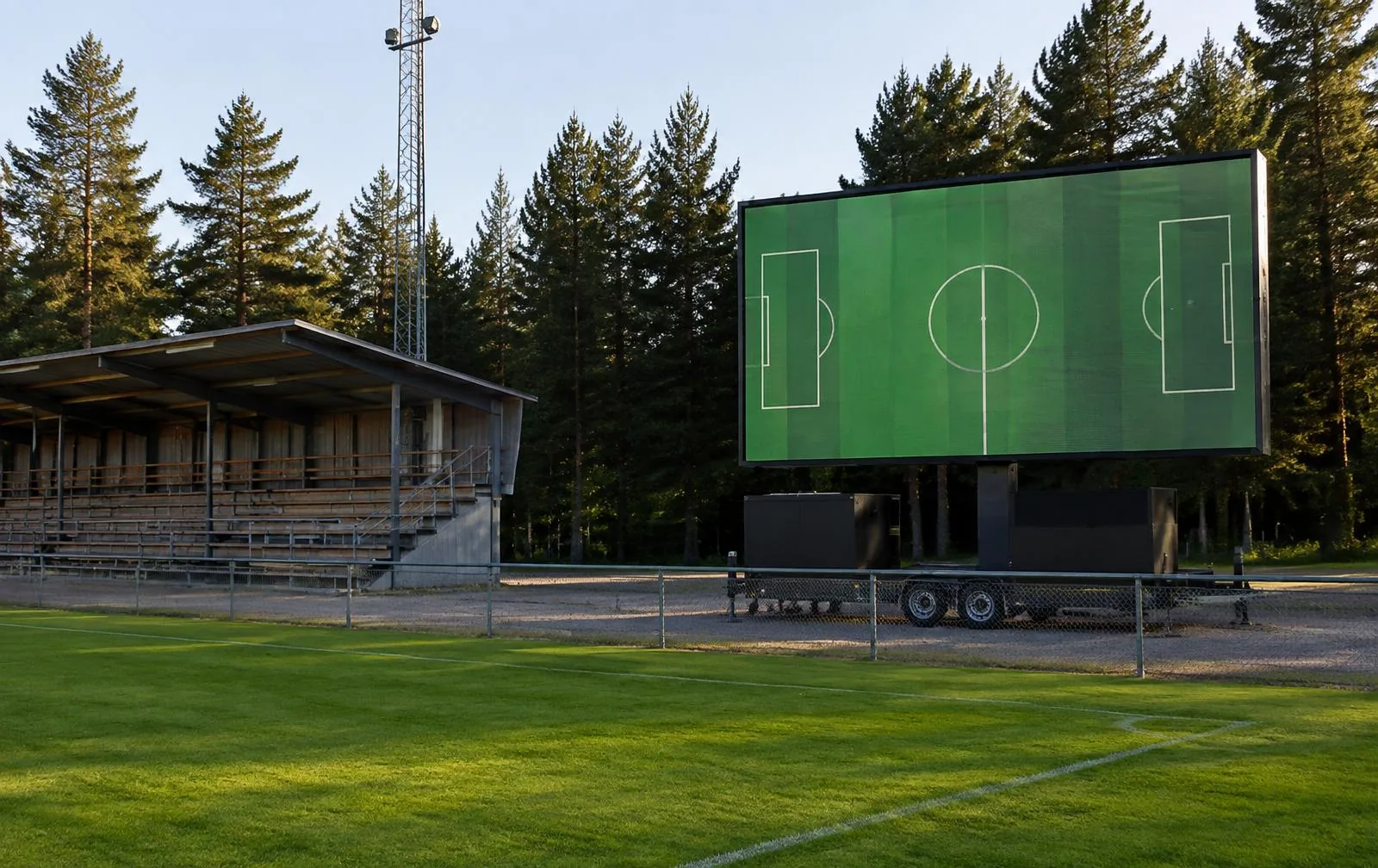 LED-trailer vid lokal fotbollsplan